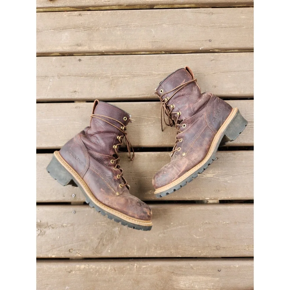 Carolina 1821 Logger Boots Dark Brown Leather Steel Toe Work Mens 11.5 2E Wide‎